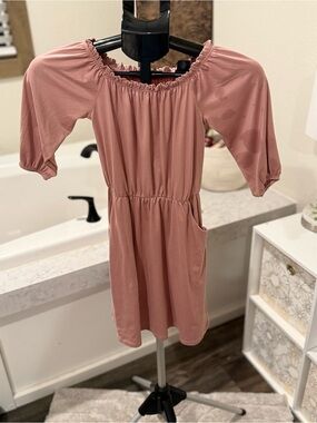 Cute 4 U Dusty Rose Off-the-Shoulder Dress Girls M 10/12